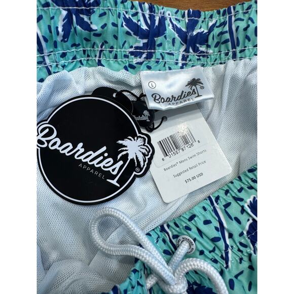 BOARDIES Men’s Swim Trunks L Palm Tree Print Green Blue Quick Dry NWT - Picture 5 of 7